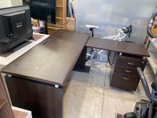 ニトリ システムデスク ゾルト L字デスク 机 ワゴンセット 鍵付 中古
