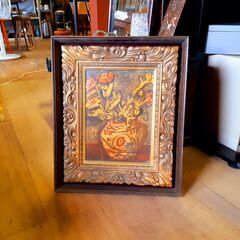 昭和レトロ 額入り 陶板画 複製画 複写画 アンティークフレーム...