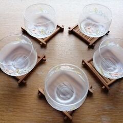冷茶セット　ガラス湯呑とコースターのセットの画像