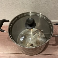 パスタ鍋　ガラス蓋付きの画像