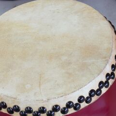 和太鼓　宮太鼓　長胴太鼓　日本伝統　祭り太鼓　お祭り音頭　お囃子　打面 40cm 高さ 49cm　メーカー等不明 　中古品の画像