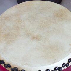 和太鼓　宮太鼓　長胴太鼓　日本伝統　祭り太鼓　お祭り音頭　お囃子　打面 40cm 高さ 49cm　メーカー等不明 　中古品の画像