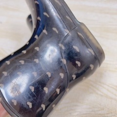 長靴　14cm 黒×ハート柄の画像