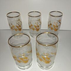 グラス　ガラスコップ　金色　梅柄の画像