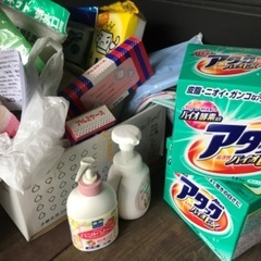 粉の洗剤、ハンドソープ、爪楊枝、水切り袋など