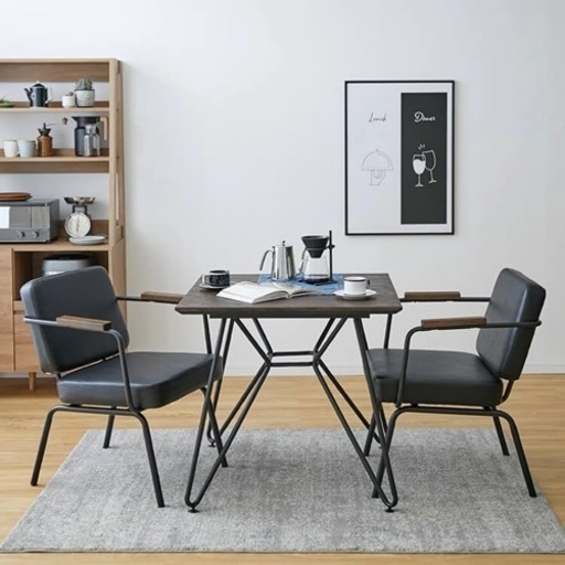 [幅80] ダイニングテーブルセット ソファ 2人掛け（3点） 木製 インダストリアル調 ヴィンテージ調