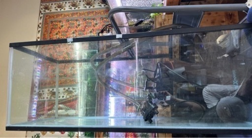 受け渡し決まりました。コトブキ 1200×450×450 ガラス水槽 手作り木製台セット 中古