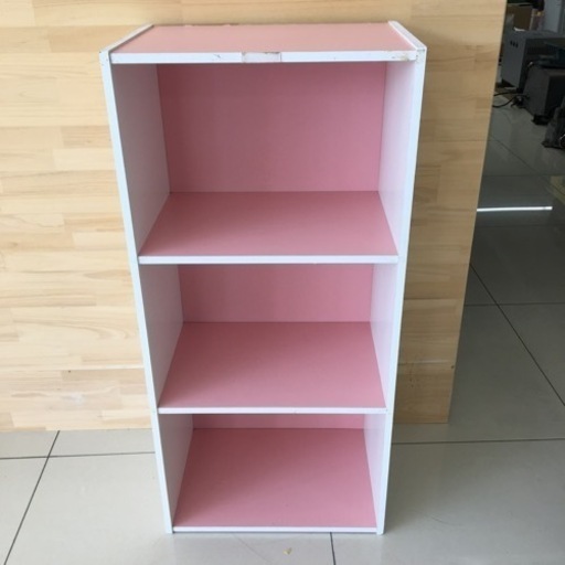 HJ511 【中古】カラーボックス ピンク 3段