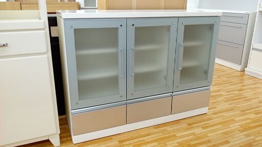 ★ジモティ割あり★  食器棚 ホワイト H90×D42×W119.5 クリーニング済み YJ148