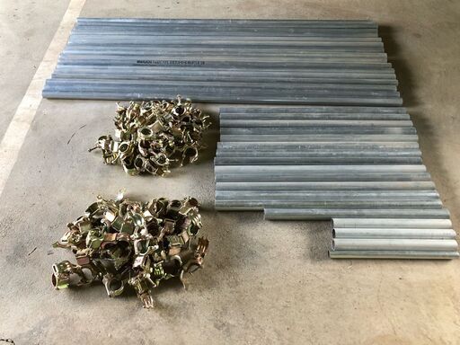 USED 単管パイプ（34本）クランプ（66個）セット