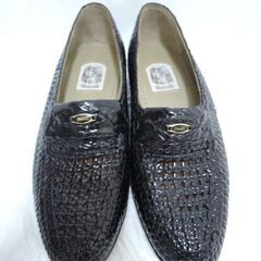 marelli メッシュ レザーソール 革靴 ローファー 黒 ブ...