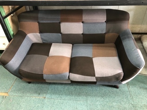 【リサイクルサービス八光】幅145㎝　2人掛けパッチワークソファ