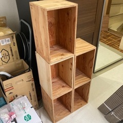 木の本棚　スタッキングシェルフ　組み合わせ自在　5個セット