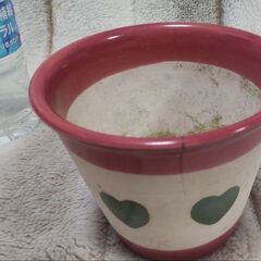 【まだ受付中】20-04 中古美品 陶器製 植木鉢 かわいいハート柄♡ お部屋のアクセントに如何ですか♪ 小型丸プランター 早い者勝ちです✨✨ の画像