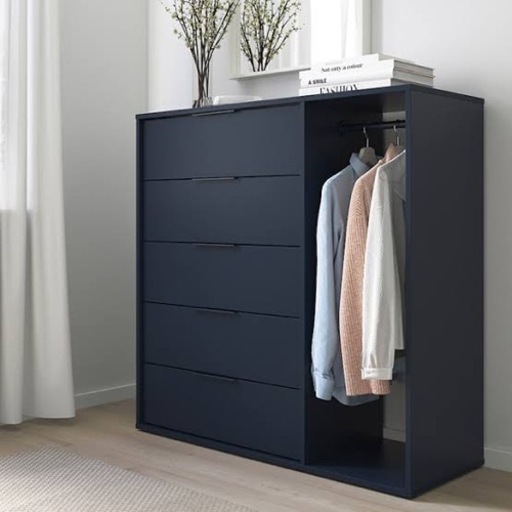 IKEA NORDMELA/ノルドメーラチェスト ハンガーレール付き ブラックブルー