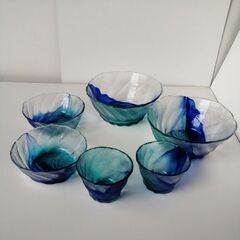 高級　ガラス鉢６個セット　大２個　中２個 小２個の画像