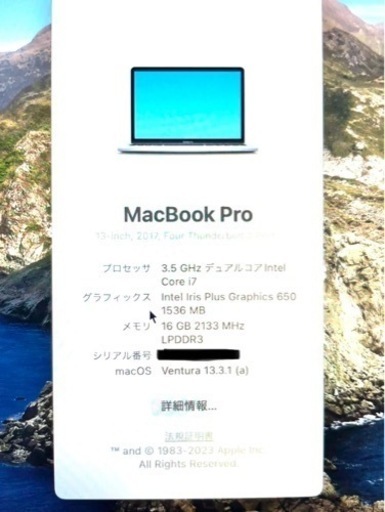 MacBook Pro 13インチ　【美品】