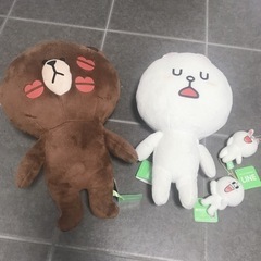 最終値下‼️新品タグ付ぬいぐるみまとめて⭐️ LINE ブラウン&コニー  BIGぬいぐるみセット オマケ付‼️の画像