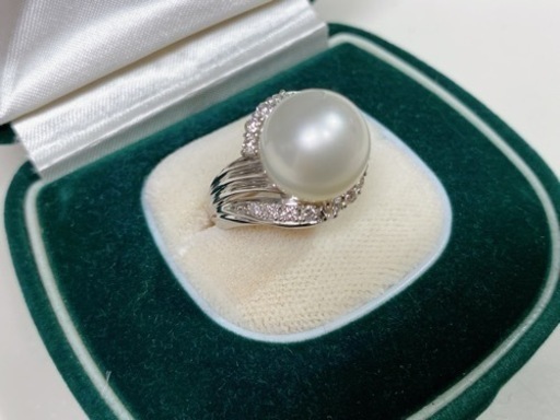 pt900 パールダイヤモンドリング 本真珠 12g