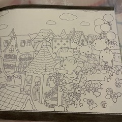 くまさんと素敵な街　ぬりえの画像