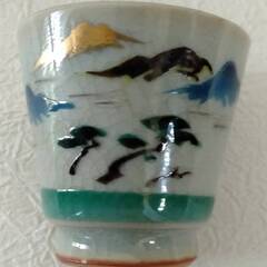 中古 おちょこ お猪口 富士山 手描き 昭和レトロ アンティーク 骨董品の画像