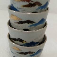 中古 おちょこ お猪口 富士山 手描き 昭和レトロ アンティーク 骨董品の画像