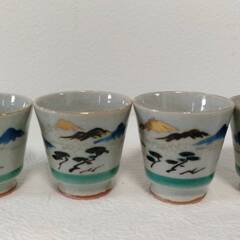 中古 おちょこ お猪口 富士山 手描き 昭和レトロ アンティーク...