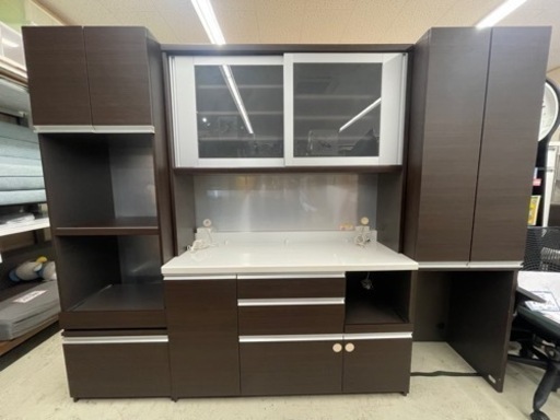 【定価30万円！￥69,800からSALE】GM785 大収納！食器棚 ブラウン 茶色 パモウナ コンセント10口付き♪ 幅260㎝　ケイラック朝霞田島店