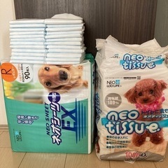 ネオシーツEX（中厚型）レギュラー 90枚入とトイレに流せるネオティッシュ（開封済み）の画像