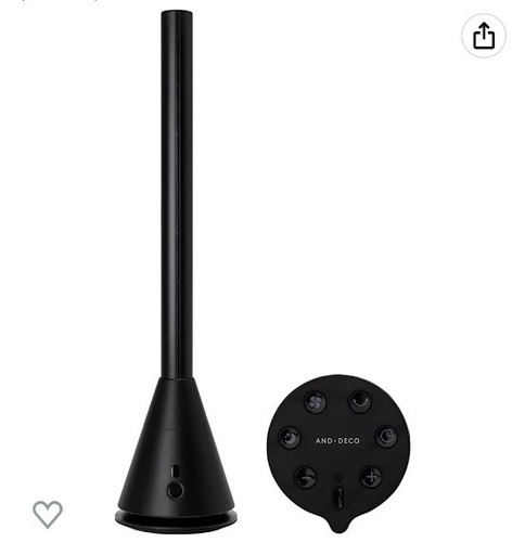未使用品／モダンデコ 温冷風機リモコンタワーファン スリム DCモーター 縦型 扇風機 (ブラック)
