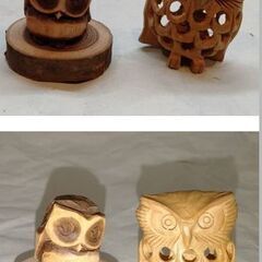 フクロウ ふくろう 工芸品 2点セット　レトロ アンティーク