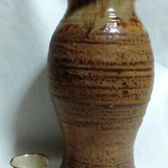 中古珍品 福岡 高取焼 花瓶 壺つぼ＆おちょこ お猪口 西福岡警...