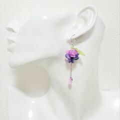 (ハンドメイド)ゆらゆら雫の紫陽花ピアス②の画像
