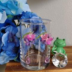 (ハンドメイド)ゆらゆら雫の紫陽花ピアス②
