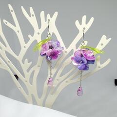 (ハンドメイド)ゆらゆら雫の紫陽花ピアス②の画像