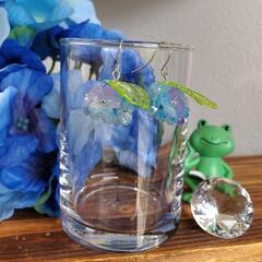 (ハンドメイド)こんぺいとうみたいな紫陽花ピアス♪①