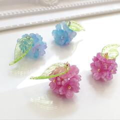 (ハンドメイド)こんぺいとうみたいな紫陽花ピアス♪⑤の画像