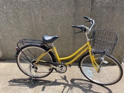 自転車本体 黄色 サビ有り 26inch 6段変速