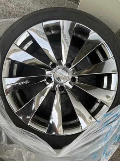 レイズ製　18インチメッキホイール 溝有りタイヤセット