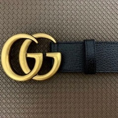 【GUCCI】ダブルG バックル レザー ベルト ブラック メンズ レディースの画像
