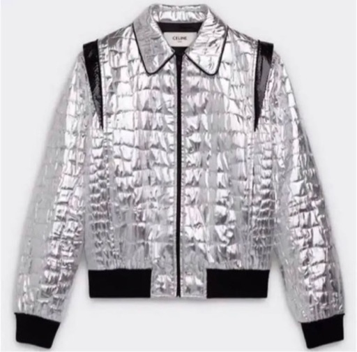 【CELINE】19SS クロコダイルジャケット テディブルゾン シルバー ラメ