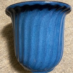 植木鉢 信楽焼 陶器　中古　青　プランター