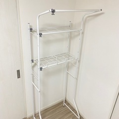 伸縮ランドリーホワイトラック　ハンガーバー付き  幅60〜93cm L-2の画像