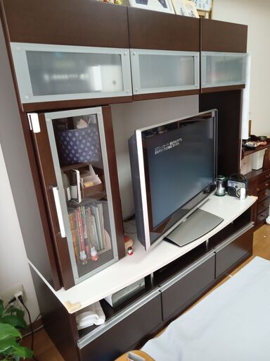 壁面収納TVボード　木目調茶色（引取り限定）
