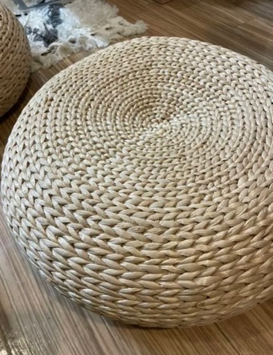 【美品】ラタンスツール/木製クッション/丸型座布団