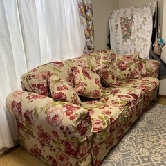 洋風　ソファ　３人掛け　アンティーク家具の画像