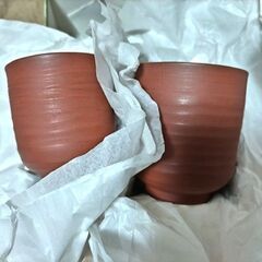 相川無名異焼　夫婦湯呑み　　【佐渡金山　北沢窯】　お値下げしました❢❢