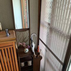 玄関用：傘立て、履物入れ、身だしなみ鏡つきの画像