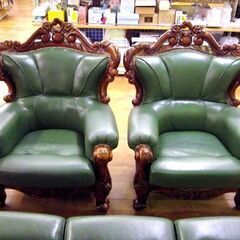 k831r111 イタリア製 グリーンの本革ソファ 1Pソファ 2脚セット k831r111 イタリア製 グリーンの本革ソファ 1Pソファ 2脚セット