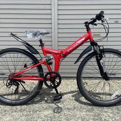 美品★　マウンテンバイク　折りたたみ シマノ6段ギア　26インチ　レッド
